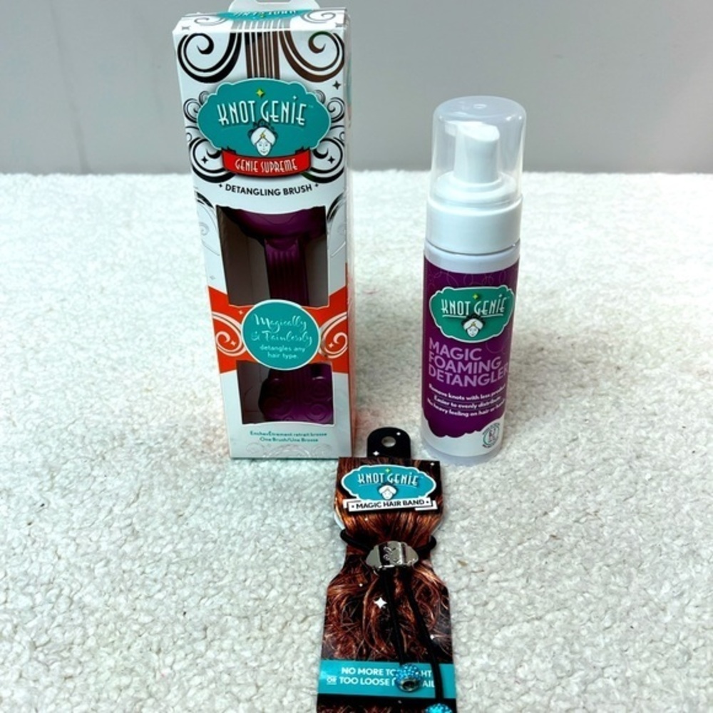 Knot Genie Supreme Detangling Hairbrush, Detangler & Magic Hair Band Trio